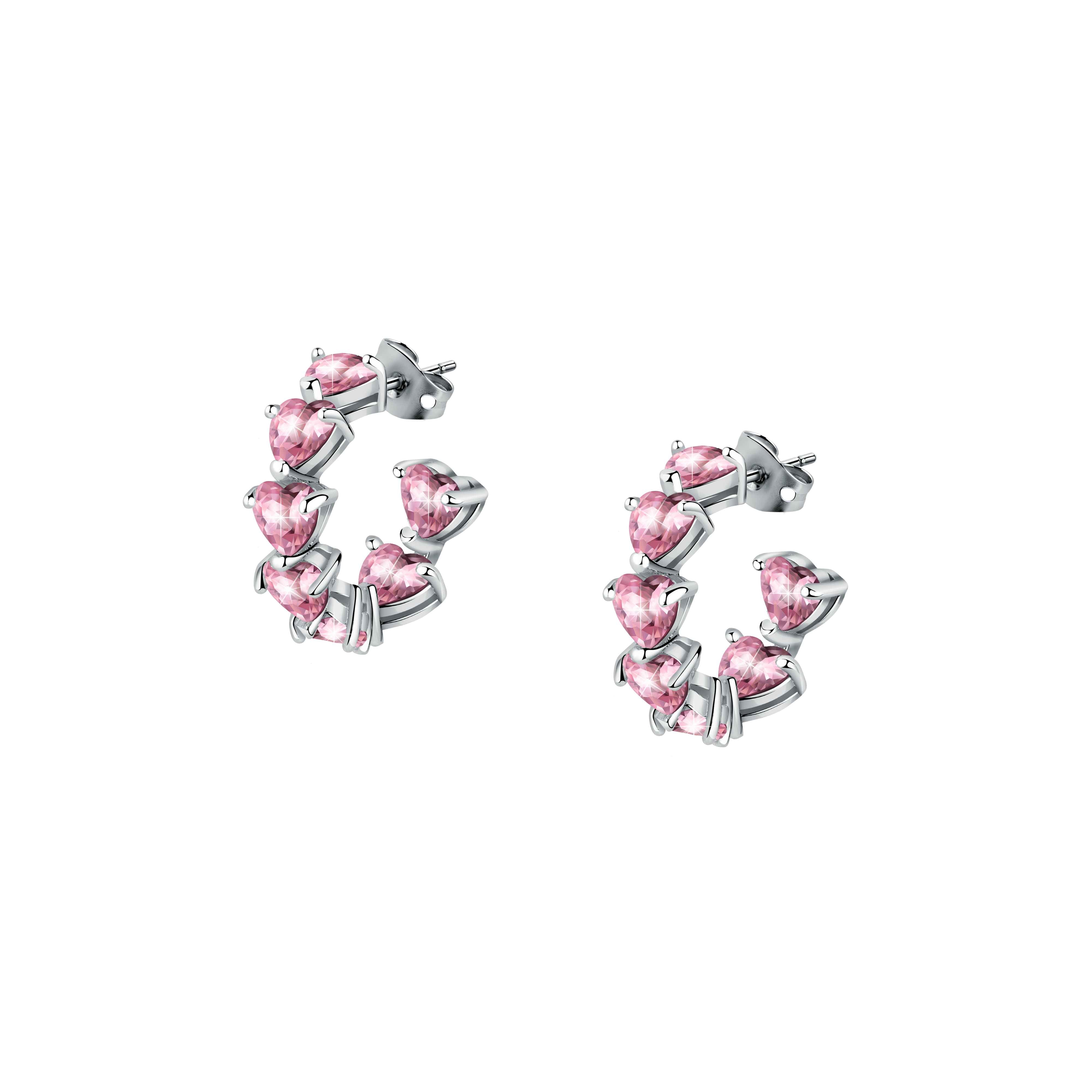 Orecchini Donna Chiara Ferragni Acciaio Zircone Rosa a forma di cuore